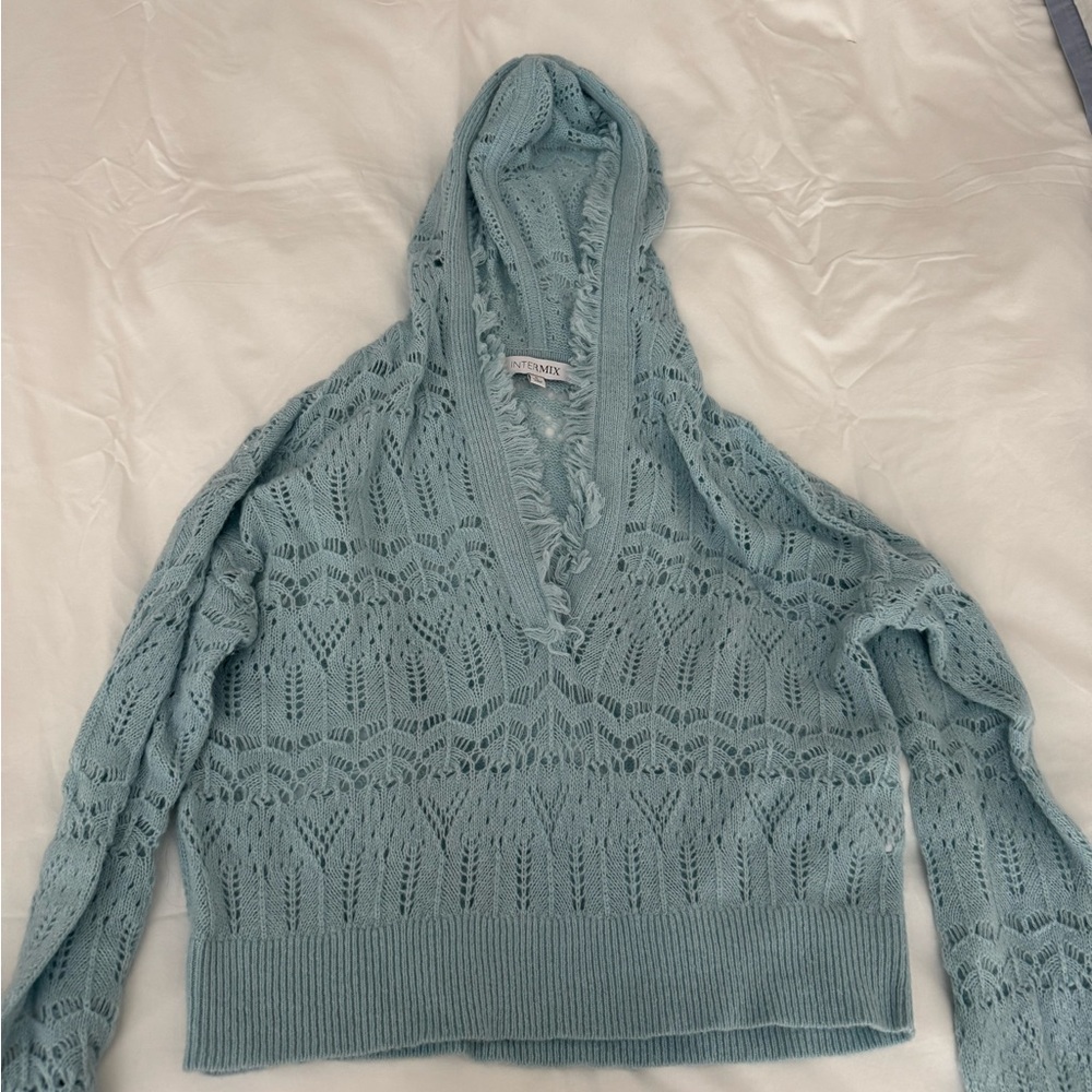INTERMIX Soft Blue V-Neck Sweater